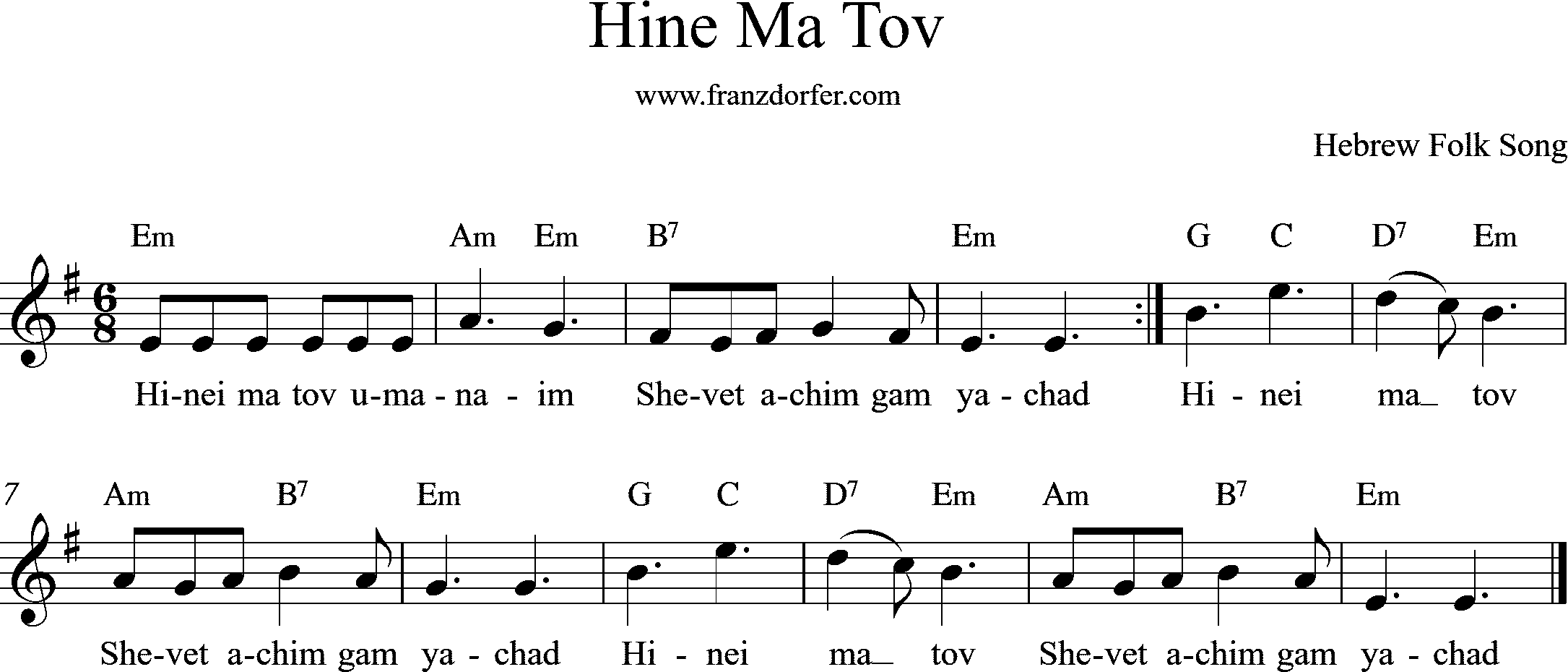 hine ma tov - leadsheet